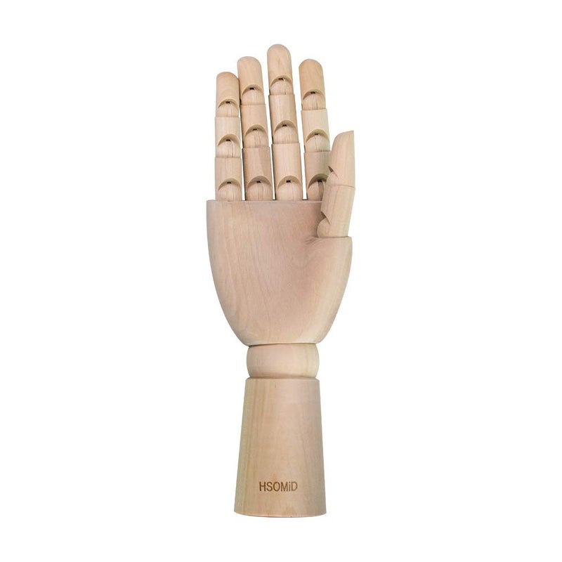 HSOMiD Flexible Wooden Hand Model Moveable Wooden Artists Manikin Hand Figure 10 Inches Right Hand Model for Sketching Drawing Painting Home Office Desk Decoration(10 Inch Right Hand) - Image 1